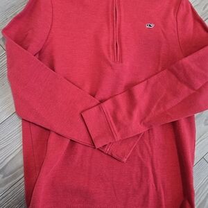 Vineyard Vines Men's Red Zip-Up Sweater